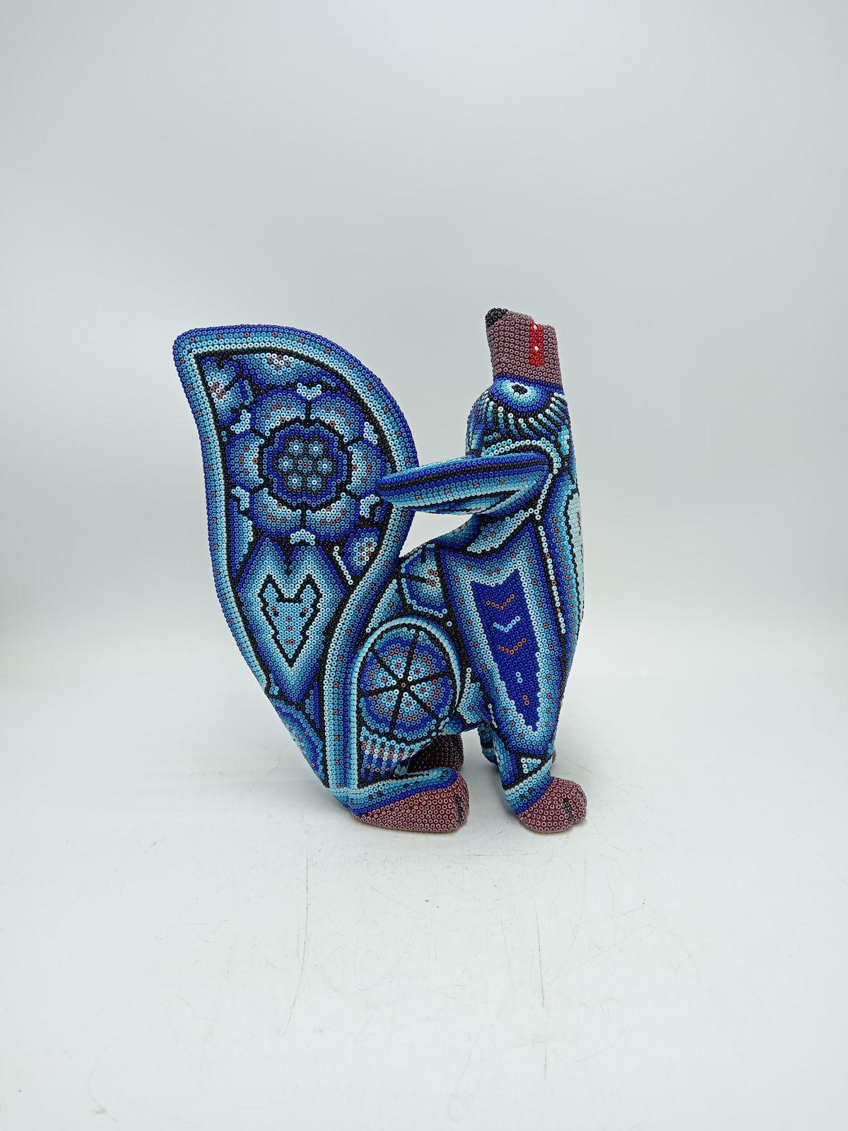 Mexican Huichol Hand Beaded Coyote by Isandro Villa Lopez PP8768