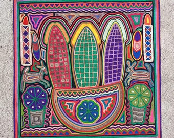 Huichol indisk mexikansk folkkonst garnmålning av Jesus Jimenez PP9013