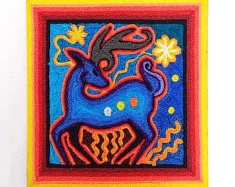 Huichol Mexican Folk Art Yarn Painting by Neikame PP7077