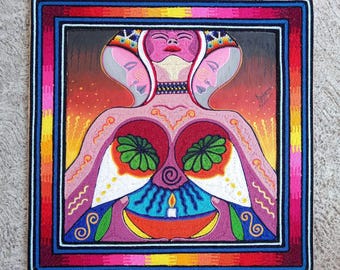 Pintura em fio de arte popular mexicana Huichol por Neikame PP8273