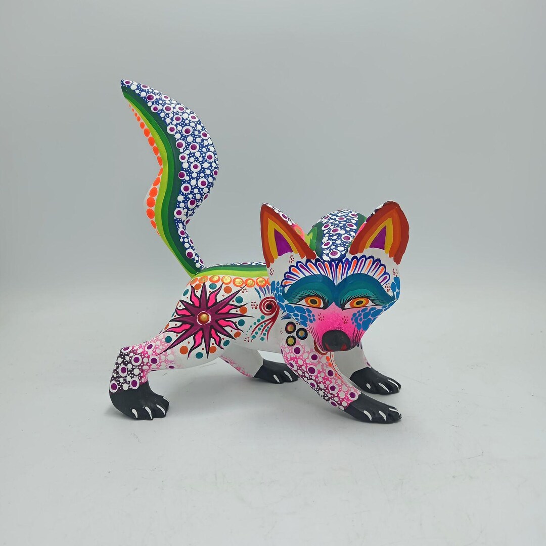 Oaxacan Wood Carving Mexican Folk Art Hand Made, Wolf by Cesar