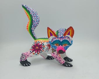 Oaxacan Wood Carving Mexican Folk Art Hand Made, Wolf by Cesar