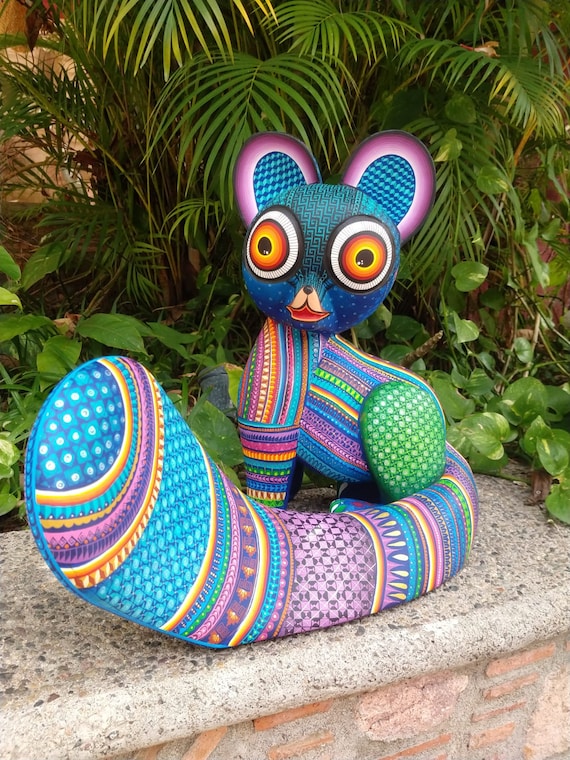Mexican Oaxacan Wood Carving Lemur by Ivan Fuentes Pp4103 - Etsy UK