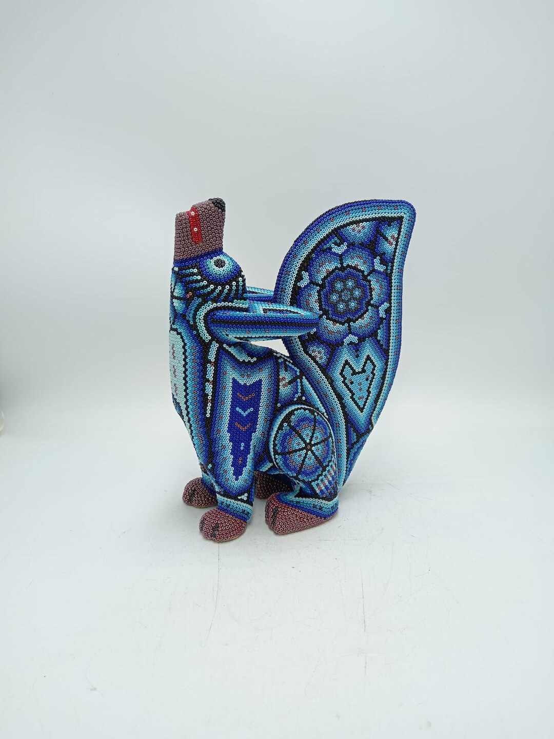 Mexican Huichol Hand Beaded Coyote by Isandro Villa Lopez PP8768