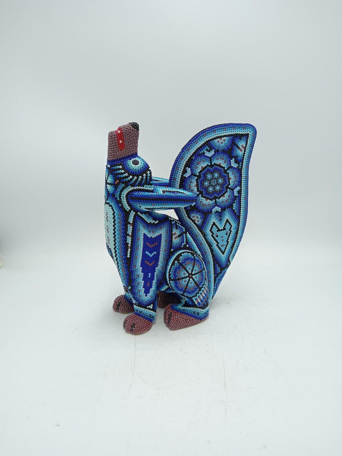 Mexican Huichol Hand Beaded Coyote by Isandro Villa Lopez PP8768