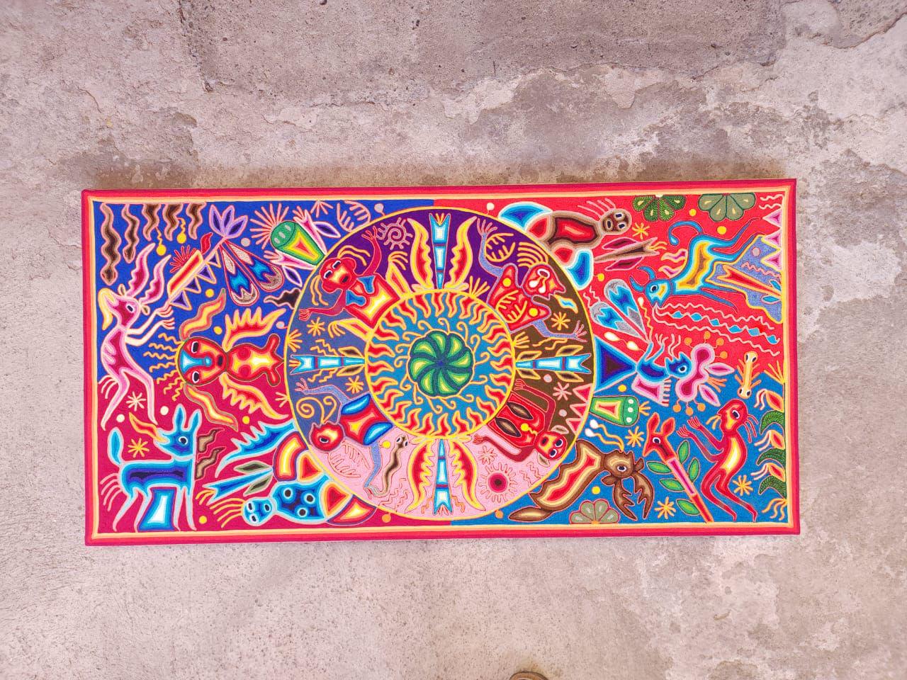 Huichol Yarn Painting Mexican Folk Art by Hilaria Chavez Carrillo PP7733