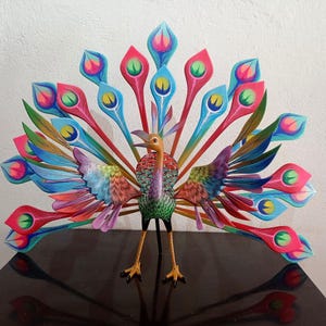 Oaxacan Holzschnitzerei Pfau, Von Victor Aguilar PP8006