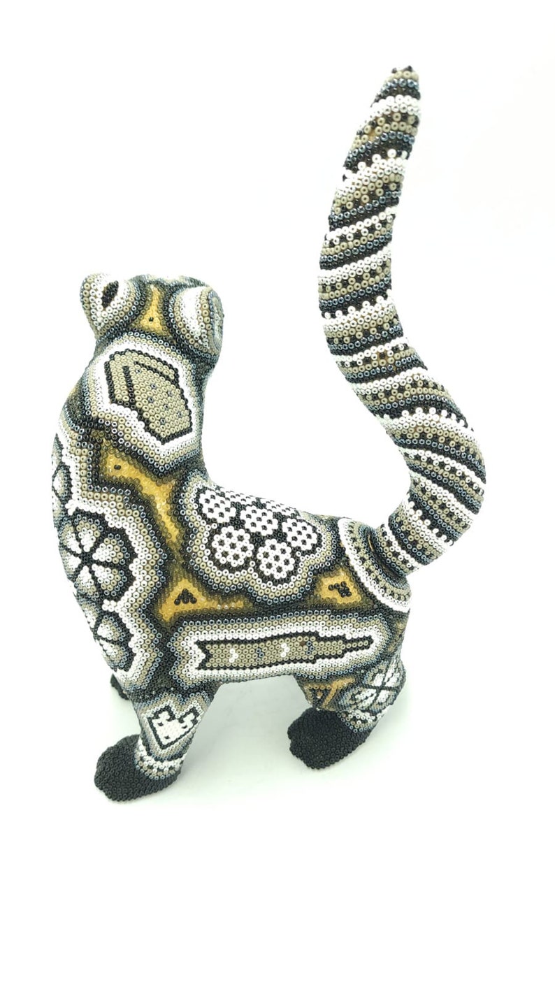 Huichol Hand Beaded Mexican Folk Art Jaguar By Mayola Villa Lopez PP5557 image 4