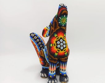 Huichol Hand Beaded Coyote By Santos Bautista PP7043