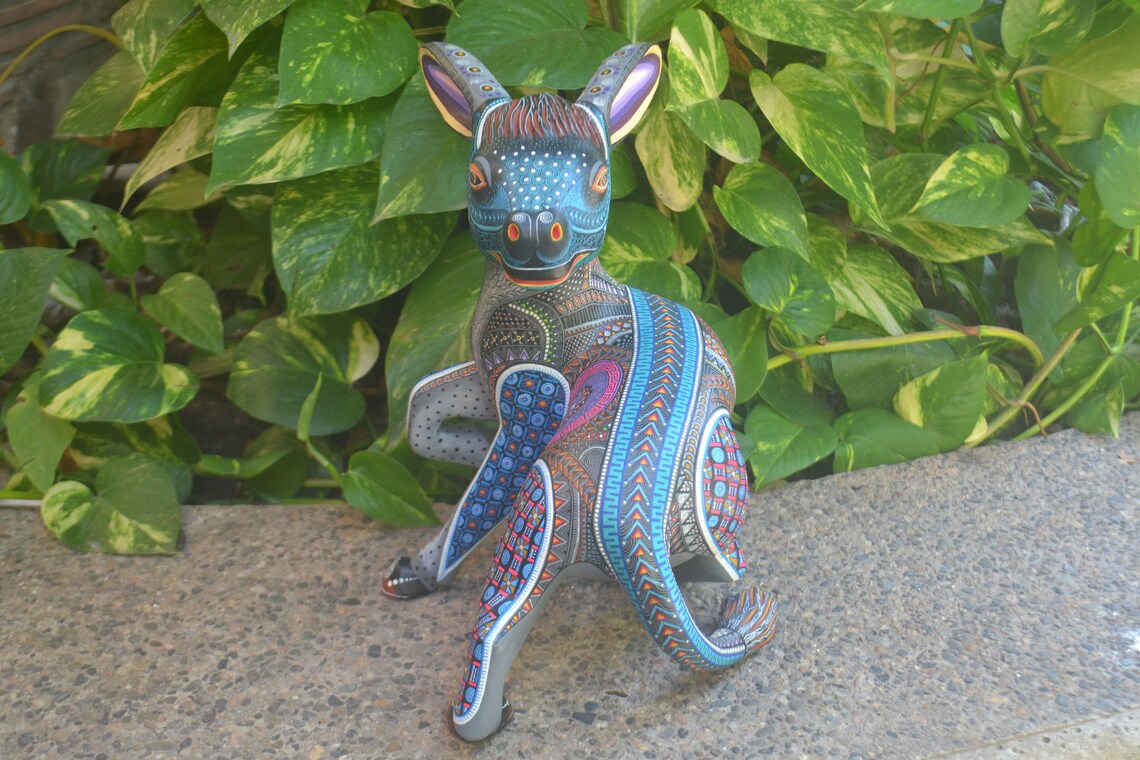 Great Oaxacan Wood Carving Donkey Alebrije by Manuel Cruz. Etsy