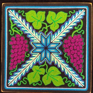 Huichol Indian Mexican Folk Art Yarn Painting Excelente Castro pp3652