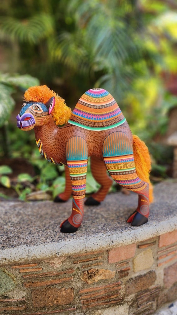 Mexican Oaxacan Wood Carving Camel by Julia Fuentes TJF01 - Etsy