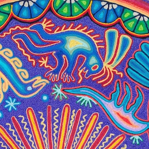 Huichol Mexican Folk Art Yarn Painting by Eliseo Castro pp4205 image 4