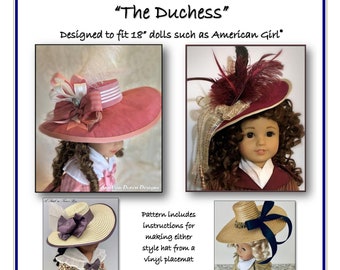 The DUCHESS - Gainsborough Style Hat patterns designed to fit 18" dolls