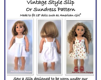 PDF Pattern for Vintage Style Slip or Sundress Designed to fit 18 inch dolls