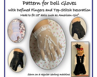 PDF PATTERN for Gloves with defined fingers for 18" dolls such as American Girl®