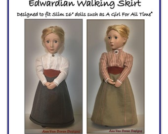 PDF Pattern for Edwardian Walking Skirt Designed to fit Slim 16 inch dolls such as A Girl For All Time®