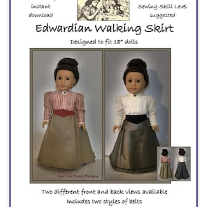 PDF Pattern for Edwardian Walking Skirt Designed to fit 18 inch dolls