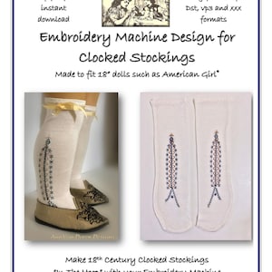 Embroidery machine Design for Clocked Stockings to fit your 18" dolls