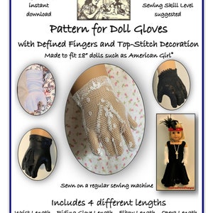 PDF PATTERN for Gloves with defined fingers for 18" dolls