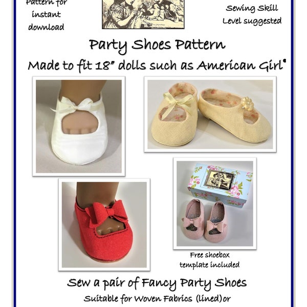 Party Shoe pattern made to fit 18" dolls