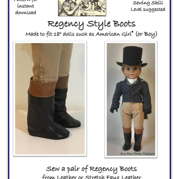 Regency Boots pattern made to fit 18" dolls