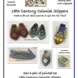 18th Century Colonial slipper made to fit 16&quot; dolls such as a Girl For All Time® or Sasha
