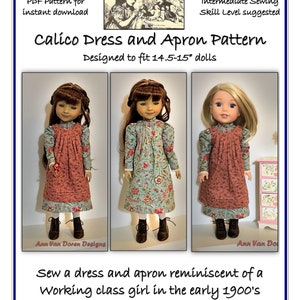PDF Pattern for Edwardian style Dress and Apron Designed to fit 14.5 - 15" dolls such as Ruby Red Fashion Friends® or WellieWishers®