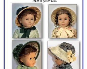 PDF Pattern for Regency Style Poke Bonnet designed to fit 18" dolls
