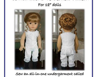 PDF Pattern for Victorian style Combinations Underwear Designed to fit 18 inch dolls