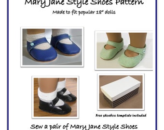 PDF pattern for Mary Jane Shoes designed to fit popular 18&quot; dolls