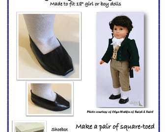 Pdf Pattern for Regency Shoes designed to fit 18" girl or boy dolls