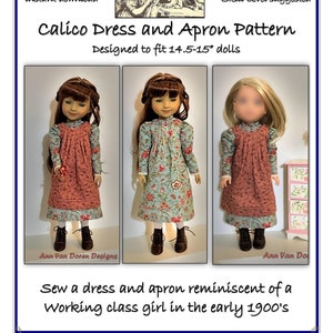 PDF Pattern for Edwardian style Dress and Apron Designed to fit 14.5 - 15" dolls such as Ruby Red Fashion Friends® or other Similar Dolls