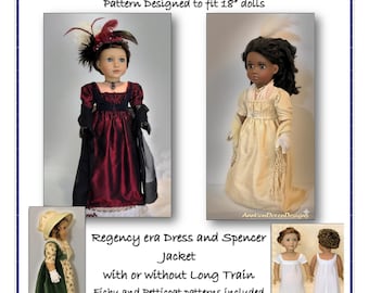 PDF Pattern for Regency Era Outfit designed to fit 18" dolls
