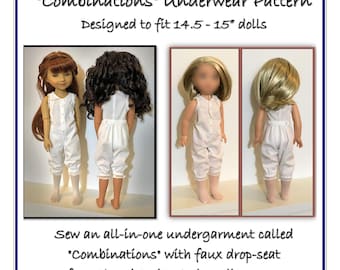 Molde em PDF para combinações de roupas íntimas em estilo vitoriano. Projetado para caber em bonecas de 14,5-15", como Ruby Red Fashion Friends®.