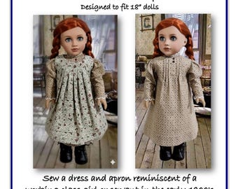 PDF Pattern for Edwardian era Dress and Apron Designed to fit 18 inch dolls