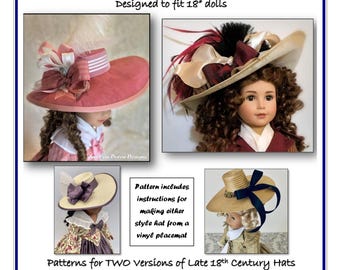 PDF Pattern - The DUCHESS - Gainsborough Style Hat designed to fit 18" dolls