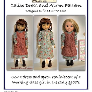 PDF Pattern for Edwardian style Dress and Apron Designed to fit 14.5 - 15" dolls such as Ruby Red Fashion Friends® or other Similar Dolls