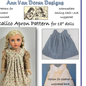 PDF Pattern for Edwardian style Calico Apron Designed to fit 18 inch dolls