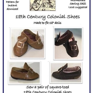 18th Century Colonial Shoe pattern made to fit 18&quot; dolls