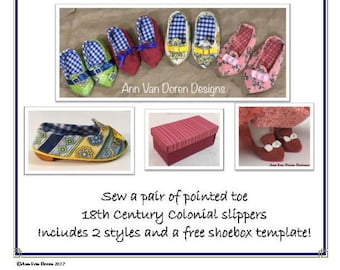 Molde de chinelo colonial do século XVIII feito para bonecas de 16 e 18 polegadas.