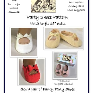 Patrón PDF para zapatos de fiesta hechos para muñecas de 18&quot;