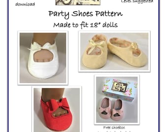 PDF pattern for Party Shoes made to fit 18" dolls