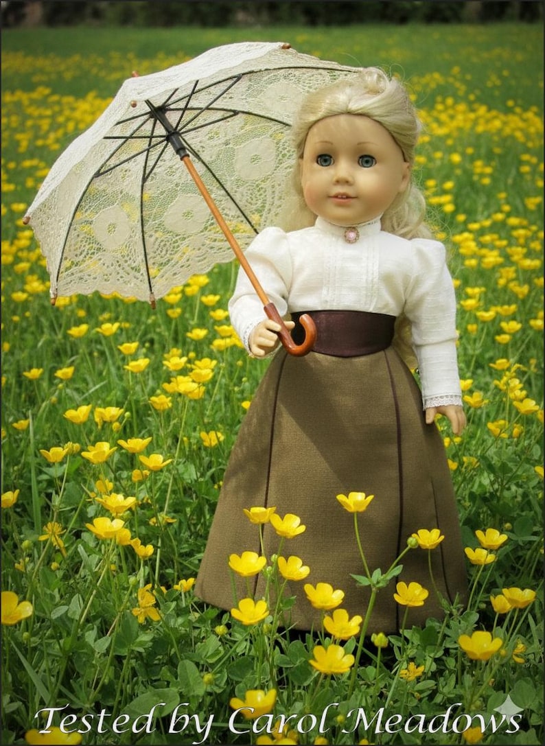 COMBO PDF Patterns for Edwardian Walking Skirt and Puff Sleeve Blouse Designed to fit 18 inch dolls image 10