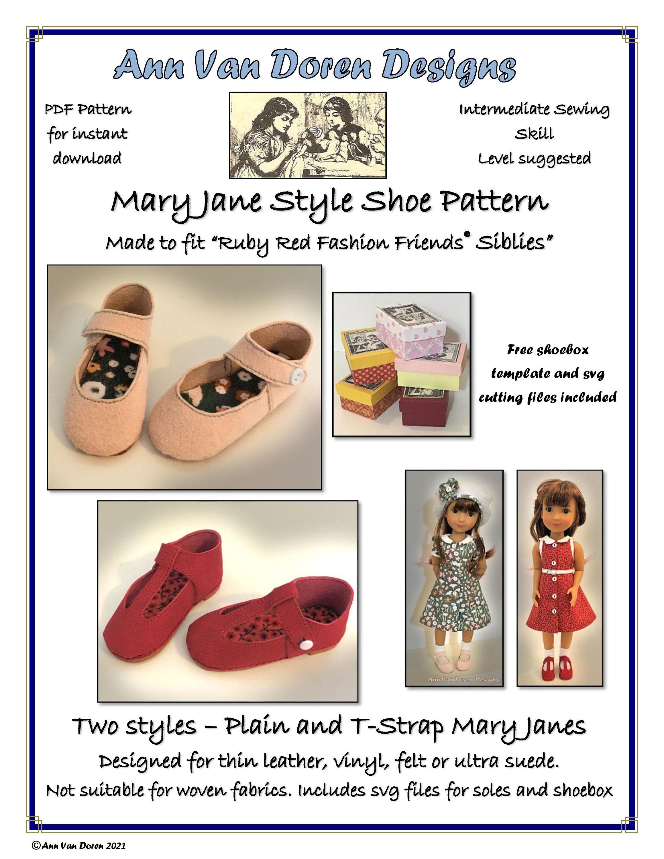 Mary Jane Shoe Pattern made to fit 12 dolls such as Ruby Etsy