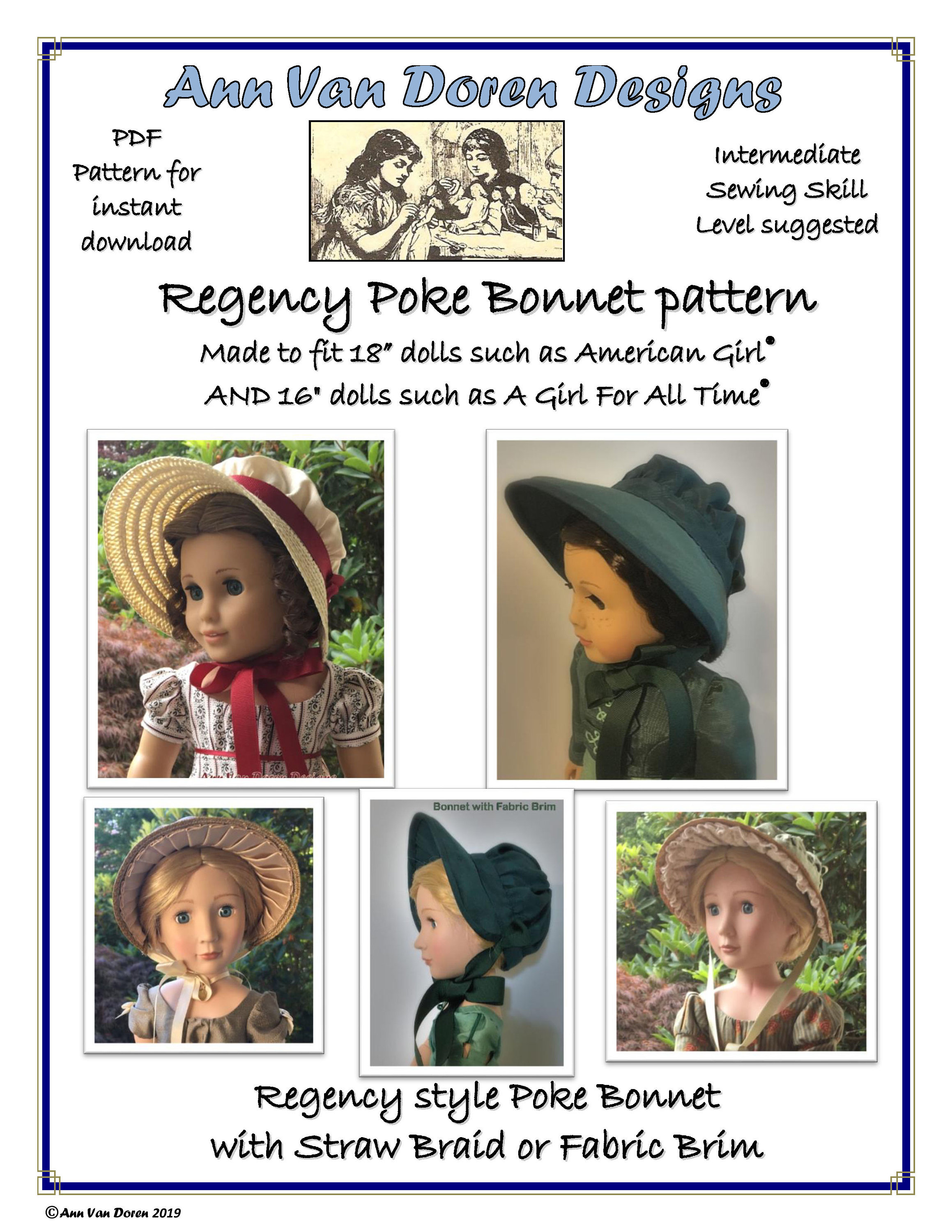 Regency Style Poke Bonnet Patterns Made 