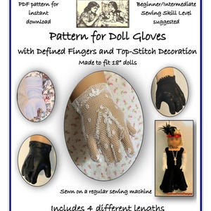 PDF PATTERN for Gloves with defined fingers for 18&quot; dolls