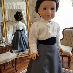 COMBO PDF Patterns for Edwardian Walking Skirt and Puff Sleeve Blouse Designed to fit 18 inch dolls image 6