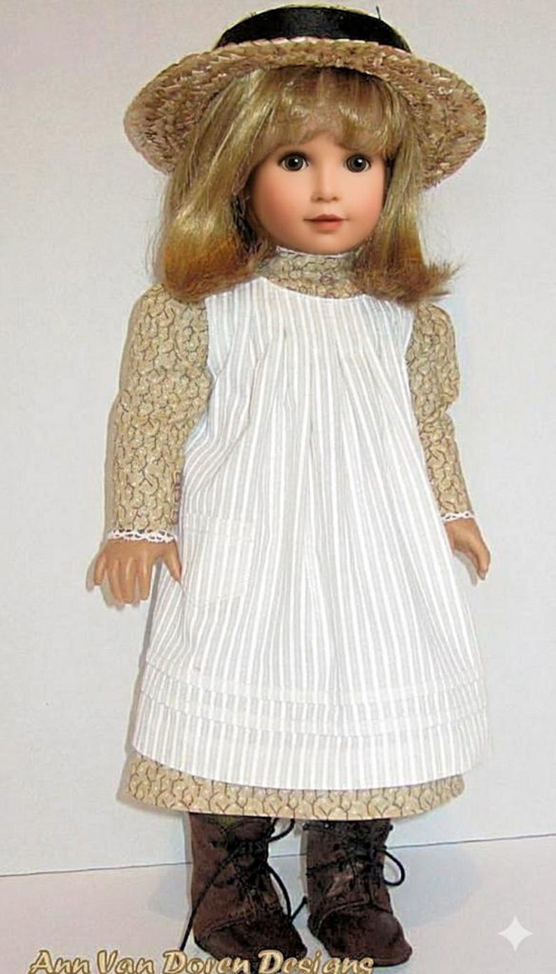 Padrão em PDF para vestido e avental da era eduardiana Projetado para caber em bonecas de 18 polegadas imagem 4