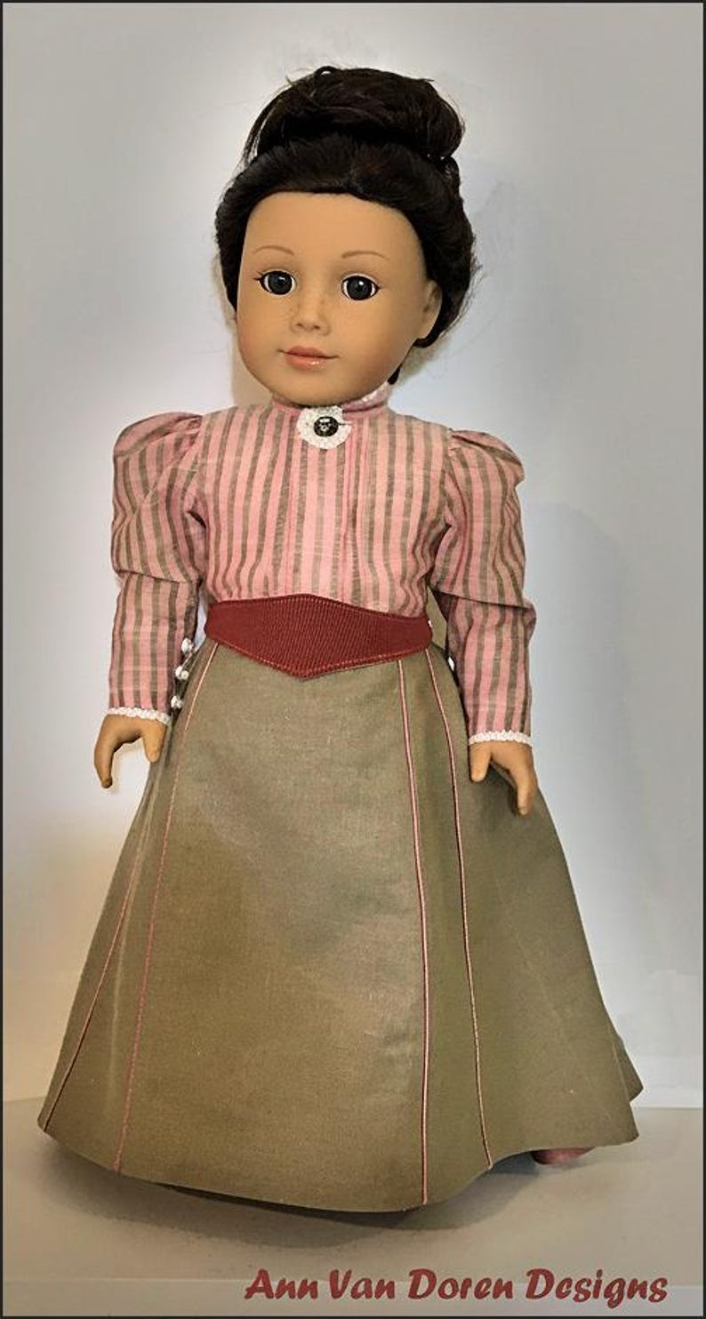 COMBO PDF Patterns for Edwardian Walking Skirt and Puff Sleeve Blouse Designed to fit 18 inch dolls image 4
